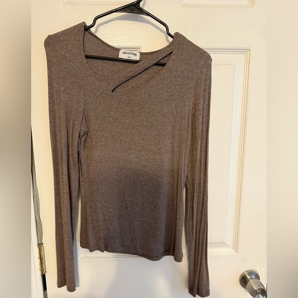 LNA Brown Asymmetrical Long Sleeve Top - Picture 1 of 1